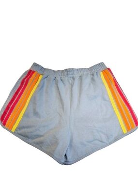 Athletic Micro Shorts with Rainbow Side Stripes